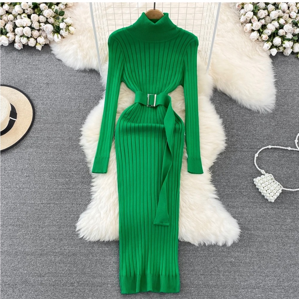 Green Belted Maxi Dress